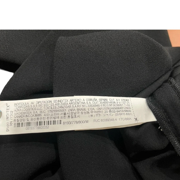 Zara NWT Black Draped Mini Dress with Ruched Tie  & Slit Detailing - Picture 10 of 11